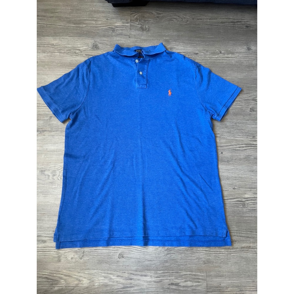 Polo Ralph Lauren Men's Polo Custom Slim Fit Cotton Short Sleeve Blue Size XL